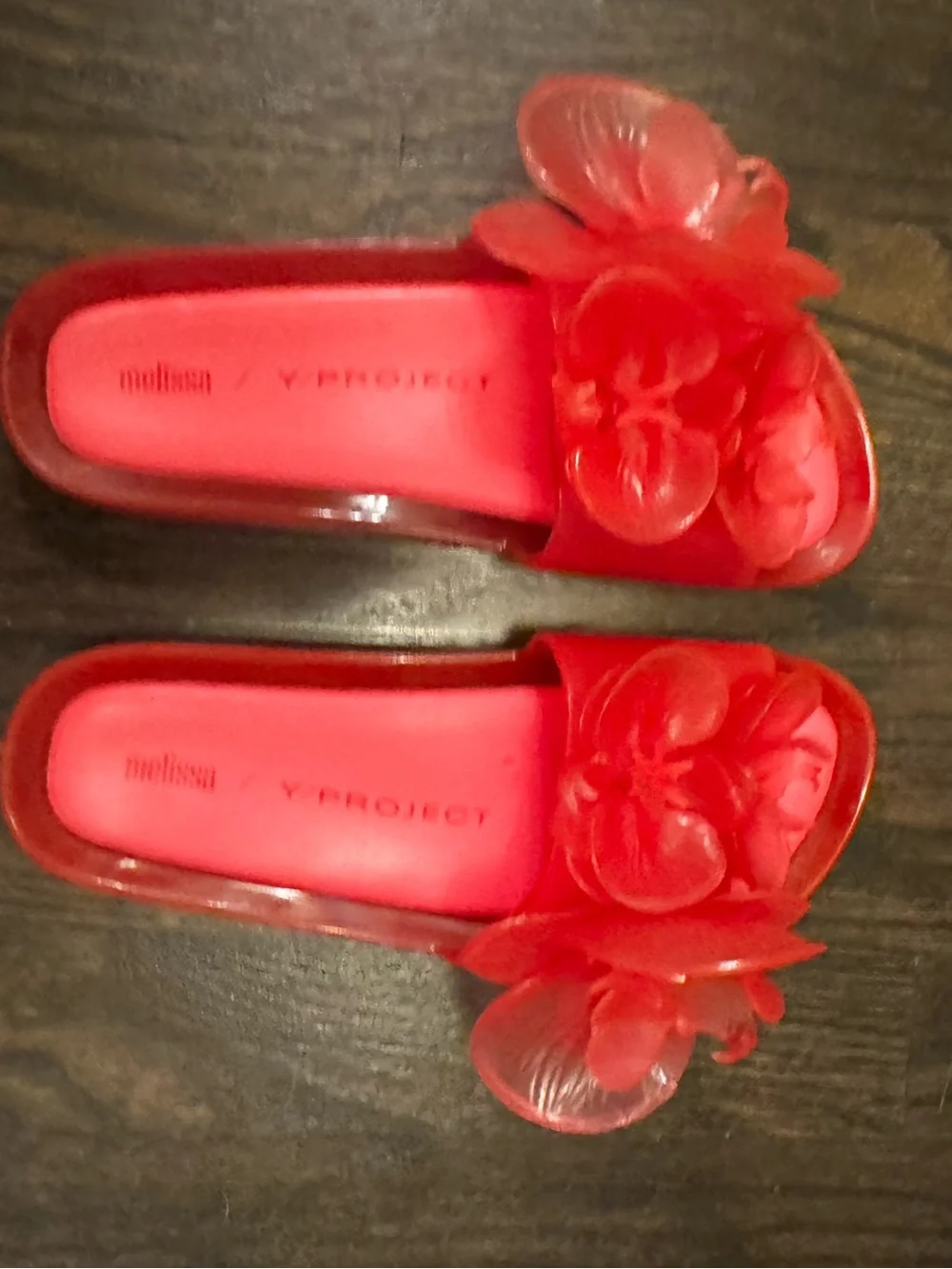 Y/Project x Melissa Floral Jelly Slide sandals in red PVC Size 7